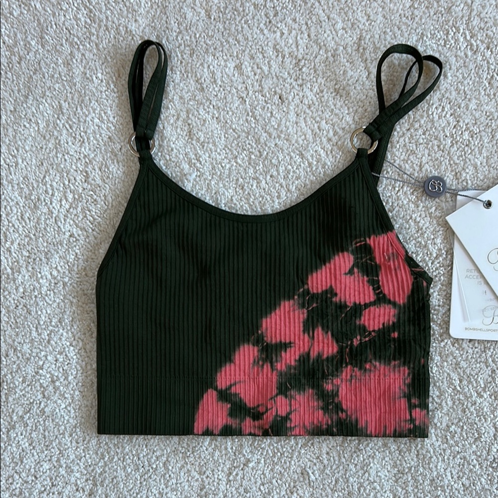 Bombshell Sportswear Black and Pink Crop Top